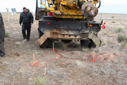 drill rig preparing to start holes