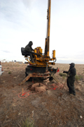 drill rig starting holes for tri-pillar